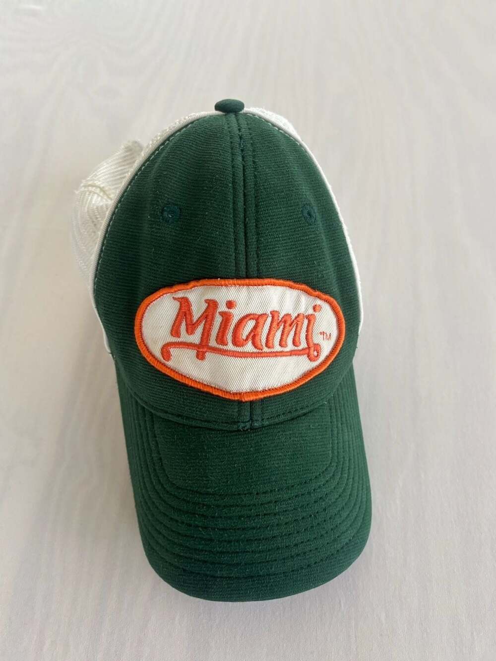 American Needle University of Miami Hurricanes Green White Trucker Snapback Hat